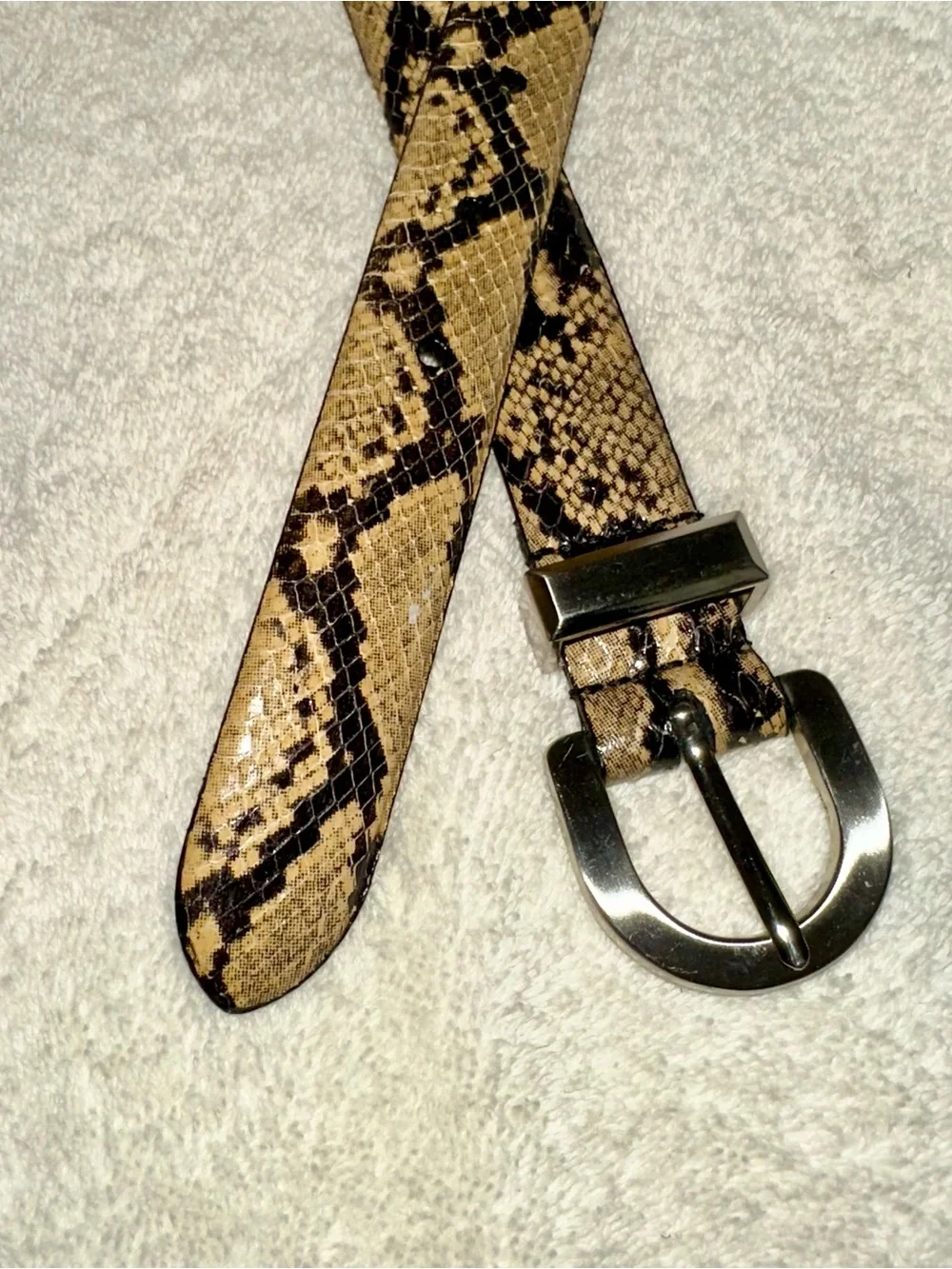 Amiee Lynn Genuine Snakeskin Belt Vintage Y2K Silver Buckle Animal Print Small